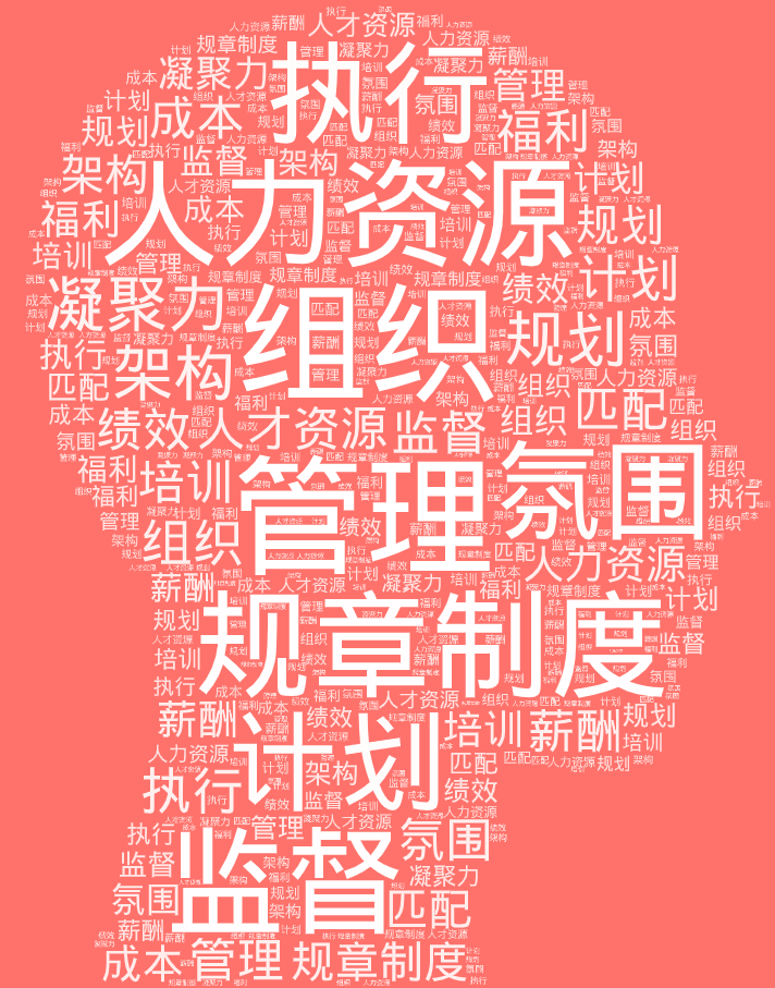 词云图,文字云图,组织,管理,人力资源,规章制度,监督,执行,计划,氛围,凝聚力,规划