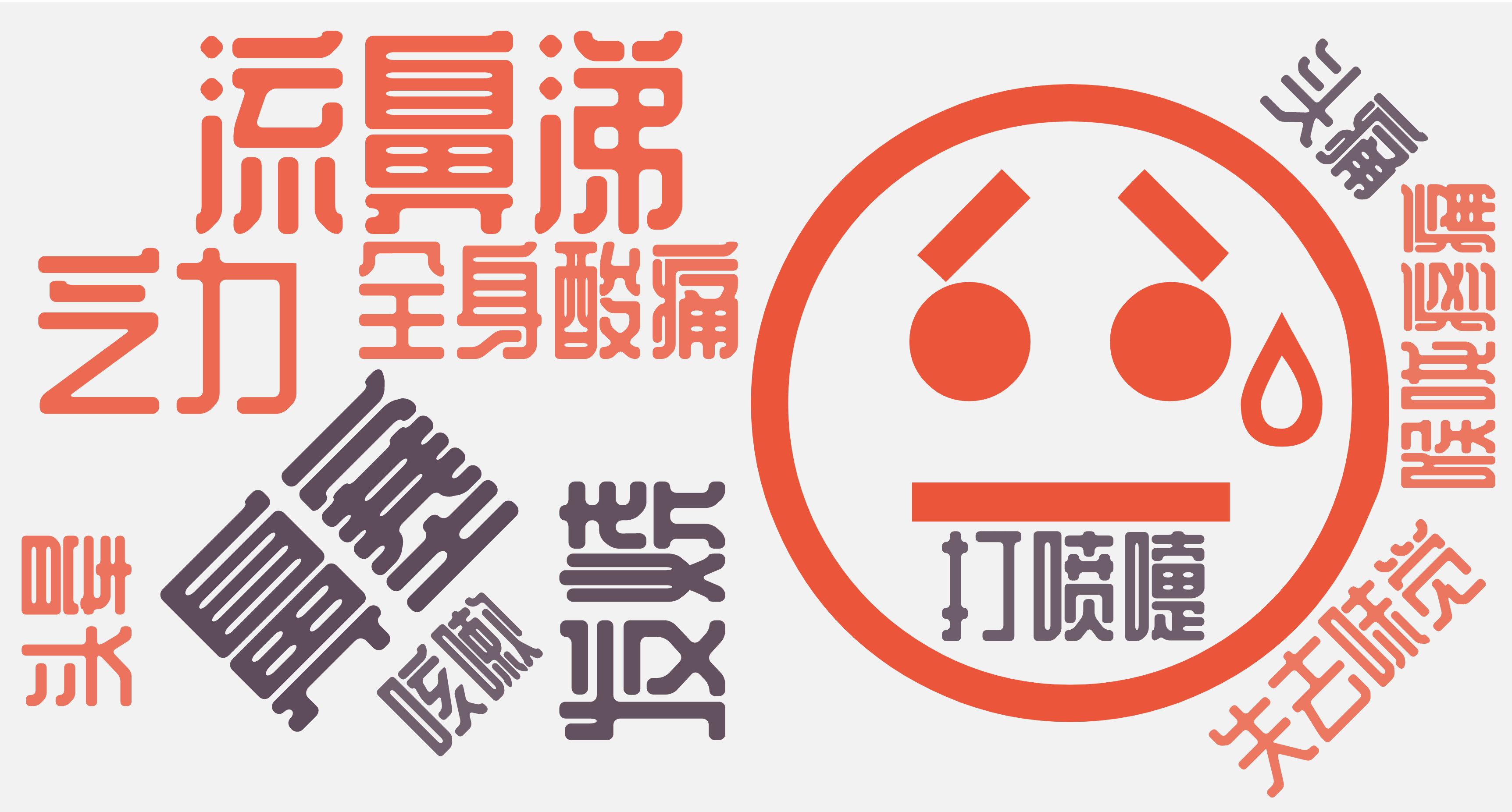 词云图,文字云图,:swea't':,流鼻涕,鼻塞,发烧,乏力,全身酸痛,打喷嚏,头晕,失去味觉,头痛